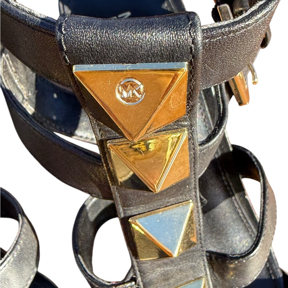 Michael Kors Wren Studded Leather Pyramid‎ Block-heel Gladiator Sandals Sz 5.5 - Picture 7 of 13
